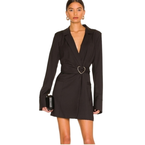 Majorelle Jacqueline Black Heart Belted Blazer Mini Dress Event Evening Occasion - Picture 2 of 16